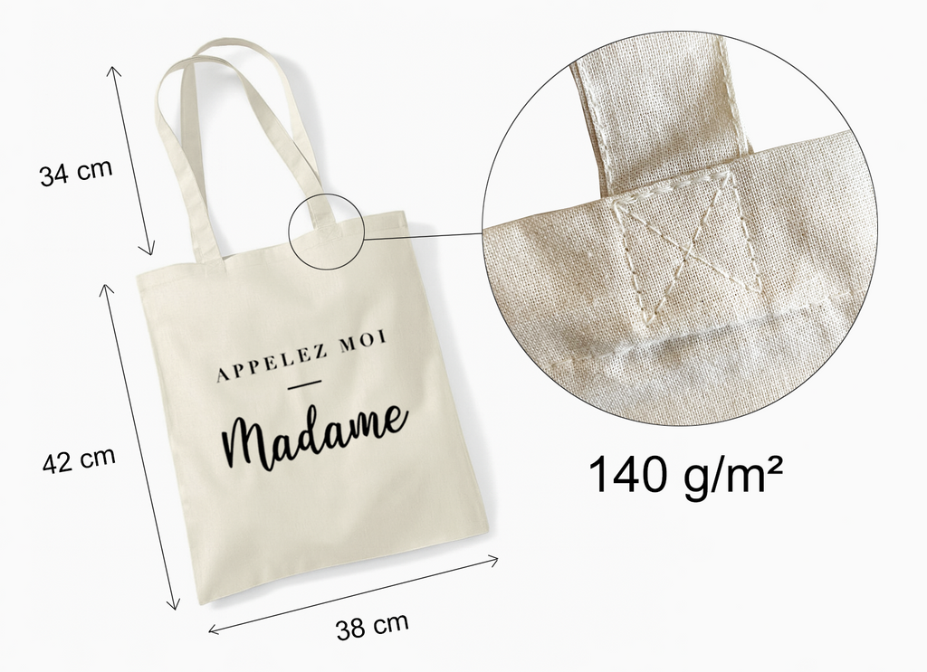 Tote Bag EVJF – “Appelez-moi Madame” – Cadeau Enterrement de Vie de Jeune Fille